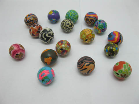 2x100 Polymer Clay Floral Beads Mixed Color be-cy20 - Click Image to Close