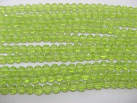 50 Strands Green Round Faceted Glass Beads be-g-ch13 - Click Image to Close