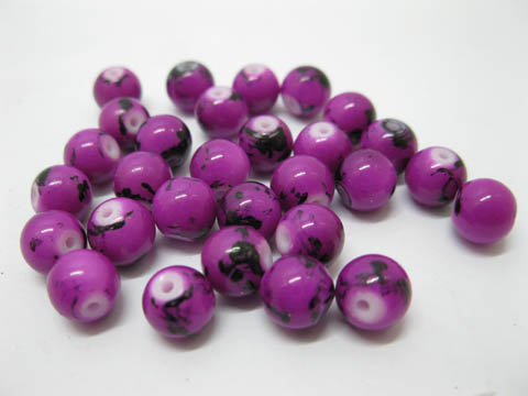 1Bag X 700pcs Purple Glass Beads 8mm Dia - Click Image to Close
