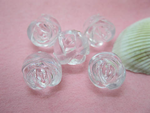 1Bag X 350Pcs Clear Rose Flower Shaped Beads 14mm - Click Image to Close