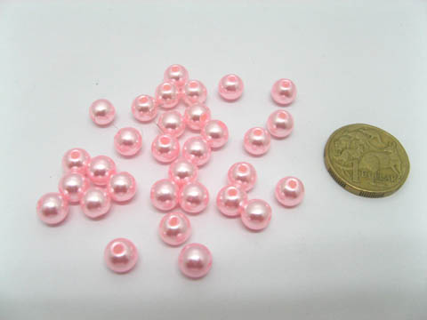 1000 Pink 8mm Round Simulate Pearl Beads - Click Image to Close