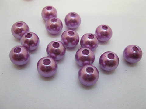 1000 Purple 8mm Round Simulate Pearl Beads - Click Image to Close