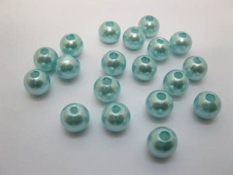 1000 Blue Round Simulate Pearl Loose Beads 8mm - Click Image to Close