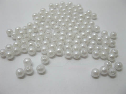 2500 White Round Simulate Pearl Loose Beads 6mm - Click Image to Close