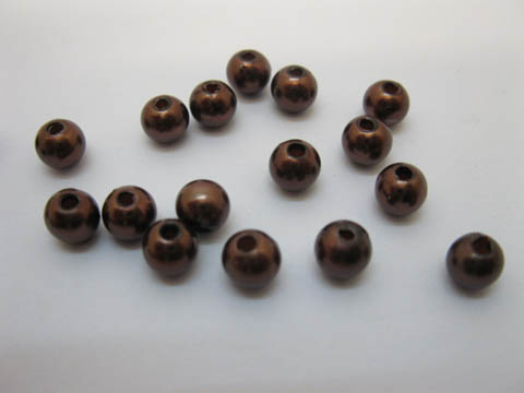 2500 Coffee Round Simulate Pearl Loose Beads 6mm - Click Image to Close