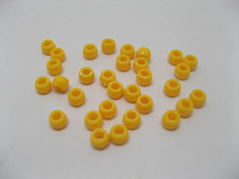 2000 Plastic Yellow Barrel Pony Beads 6x8mm - Click Image to Close