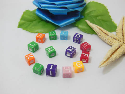 2200 Alphabet Letter Cube Beads 6.6mm Mixed Colour - Click Image to Close