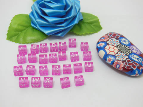 2500 Hot Pink Alphabet Letter Cube Beads 6.6mm 2500 Hot Pink Alphabet Letter Cube Beads 6.6mm