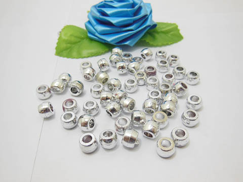 2100pcs Silver Plated Pony Beads Jewelry Finding 9x6mm - Click Image to Close