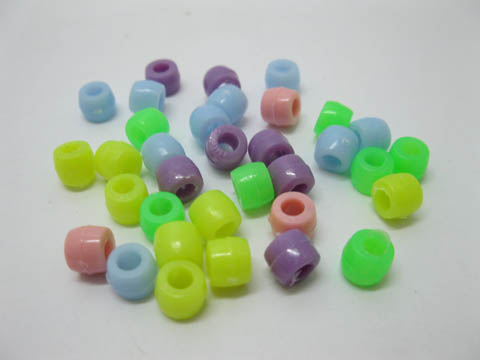 2100 Plastic Barrel Pony Beads 6x8mm Mixed Color be-p298 - Click Image to Close