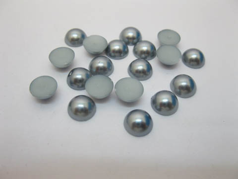 2500Pcs 8mm Gray Semi-Circle Simulated Pearl Bead Flatback - Click Image to Close