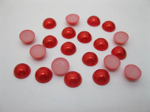 1000Pcs 10mm Red Semi-Circle Simulated Pearl Bead Flatback - Click Image to Close