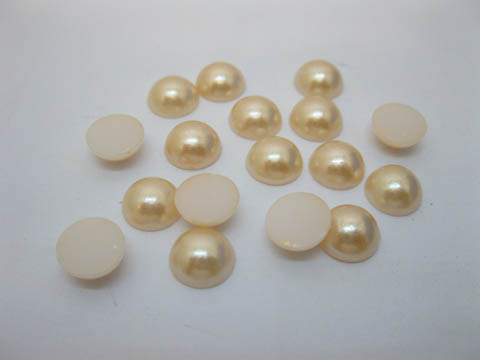 1000Pcs 10mm Peach Semi-Circle Simulated Pearl Bead Flatback - Click Image to Close