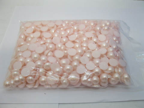 750Pcs 12mm Pink Semi-Circle Simulated Pearl Bead Flatback - Click Image to Close