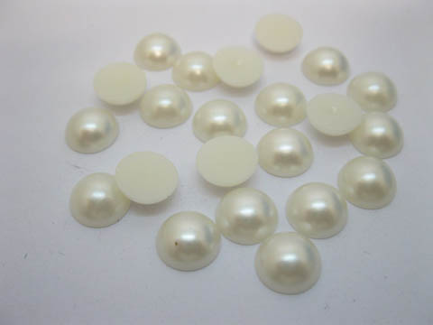 750Pcs 12mm Ivory Semi-Circle Simulated Pearl Bead - Click Image to Close