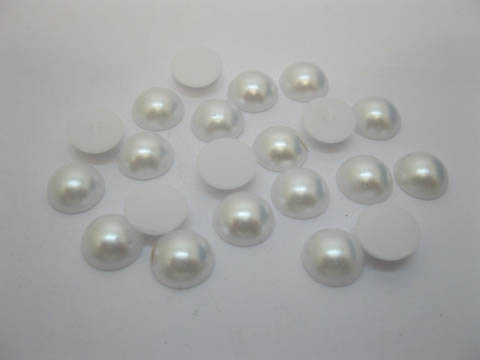 750Pcs 12mm White Semi-Circle Simulated Pearl Bead Flatback - Click Image to Close