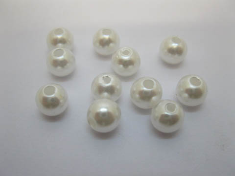 1000 White Round Simulate Pearl Loose Beads 8mm - Click Image to Close