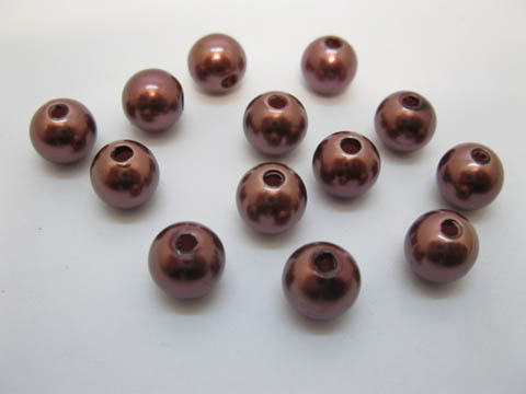 500 Coffee Round Simulate Pearl Loose Beads 10mm - Click Image to Close