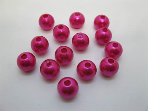 500 Fuschia Round Simulate Pearl Loose Beads 10mm - Click Image to Close