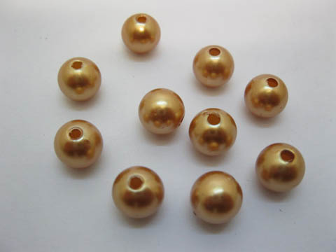 500 Light Coffee Round Simulate Pearl Loose Beads 10mm - Click Image to Close