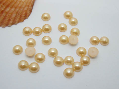 5000Pcs 6mm Light Orange Semi-Circle Simulated Pearl Bead Flatba - Click Image to Close