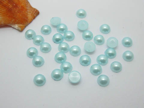 5000Pcs 6mm Light Blue Semi-Circle Simulated Pearl Bead Flatback - Click Image to Close