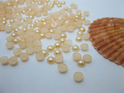 5000Pcs 5mm Light Orange Semi-Circle Simulated Pearl Bead Flatba - Click Image to Close