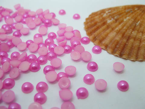 5000Pcs 5mm Fuschia Semi-Circle Simulated Pearl Bead Flatback - Click Image to Close