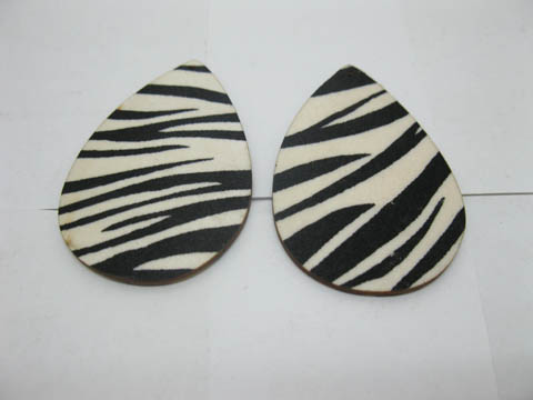 100 Zebra-Stripe Teardrop Wooden Beads 62mm long - Click Image to Close