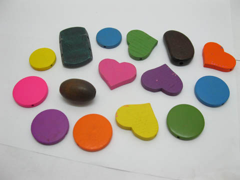 190 Colorful Wooden Beads Assorted Style - Click Image to Close