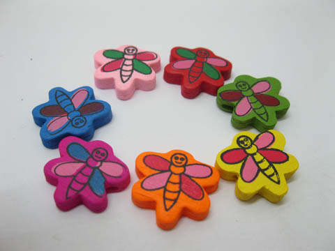 420Pcs Colourful Honeybees Wooden Beads Mixed 20mm - Click Image to Close