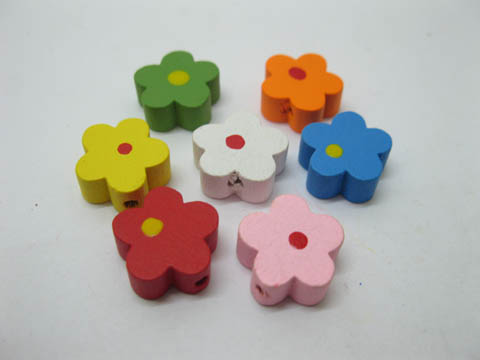 300Pcs Flower Wooden Beads Mixed Color 15mm 300Pcs Flower Wooden Beads Mixed Color 15mm
