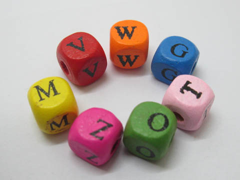 300Pcs Alphabet Letter Cube Wooden Beads Mixed Wholesale - Click Image to Close