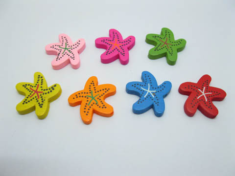 200 New Sea Star Wooden Beads Mixed Color - Click Image to Close