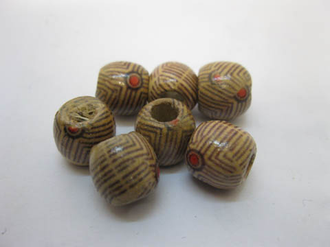 300Pcs Round Barrel European Style Pony Wooden be-w76 Wholesa - Click Image to Close