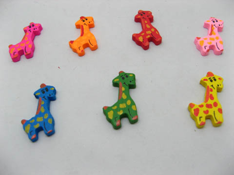 300Pcs Colourful Giraffe Wooden Beads Mixed Color - Click Image to Close