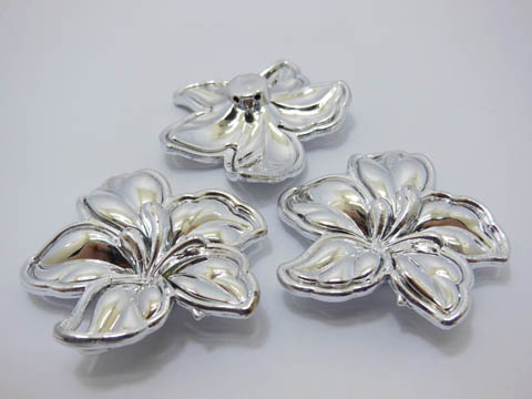 3x30Pcs Silver Plated Flower Hairclip Jewelry Finding Bead 5.5x5 - Click Image to Close