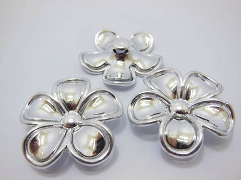 3x30Pcs Silver Plated Flower Hairclip Jewelry Finding Beads 4.5c - Click Image to Close