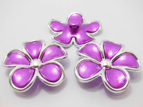3x30Pcs Fuschia Flower Hairclip Jewelry Finding Beads 4.5cm - Click Image to Close