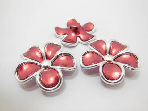 3x30Pcs Red Flower Hairclip Jewelry Finding Beads 4.5cm - Click Image to Close