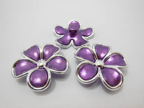 3x30Pcs Purple Flower Hairclip Jewelry Finding Beads 4.5cm - Click Image to Close