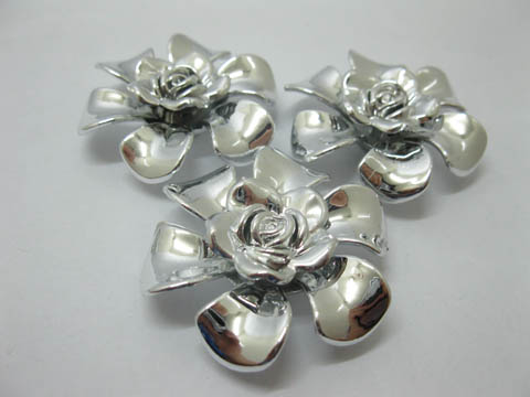 20Pcs Silver Plated Rose Hairclip Jewelry Finding Beads - Click Image to Close