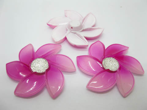 20Pcs Fuschia Flower Hairclip Jewelry Finding Beads 6cm - Click Image to Close