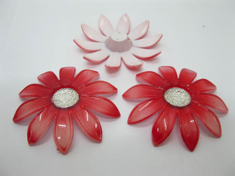 20Pcs Red Blossom Sunflower Hairclip Jewelry Finding Beads 6cm - Click Image to Close