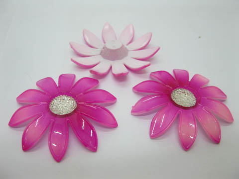 20Pcs Fuschia Blossom Sunflower Hairclip Jewelry Finding Beads - Click Image to Close