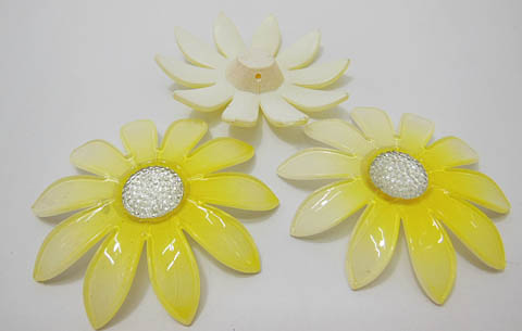 20Pcs Yellow Blossom Sunflower Hairclip Jewelry Finding Beads 6c 20Pcs Yellow Blossom Sunflower Hairclip Jewelry Finding Beads 6c