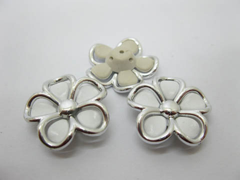 40Pcs Blossom Flower Hairclip Jewelry Finding Beads - White - Click Image to Close