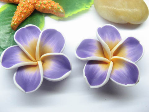 20 Purple Fimo Beads Frangipani Jewellery Finding 3cm 20 Purple Fimo Beads Frangipani Jewellery Finding 3cm
