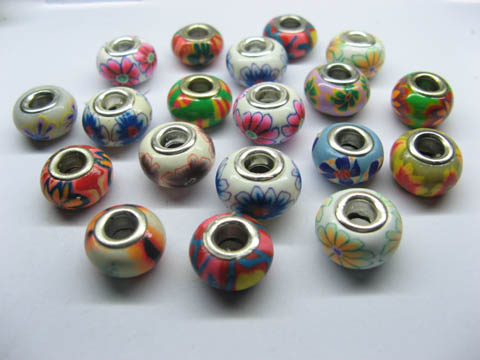 100 Assorted Polymer Clay European Beads pa-cy1 - Click Image to Close