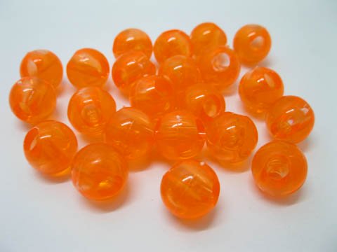 1Bag X 260Pcs Orange Transparent Round Beads 14mm - Click Image to Close